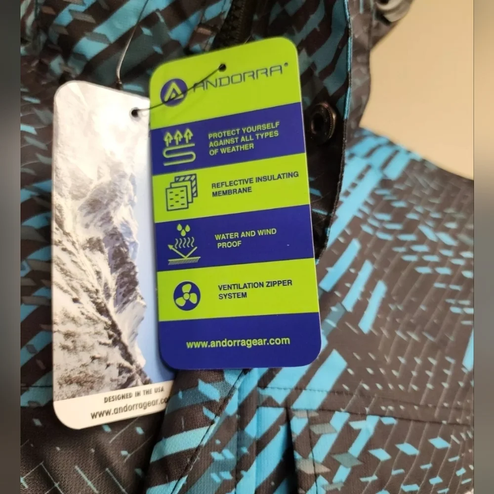 Men's Coat Size 2XL Blue & Black Design Waterproof Windproof All Weather - Picture 11 of 15